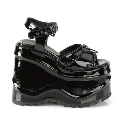 DemoniaCult Womens Sandals WAVE-09 Blk Pat