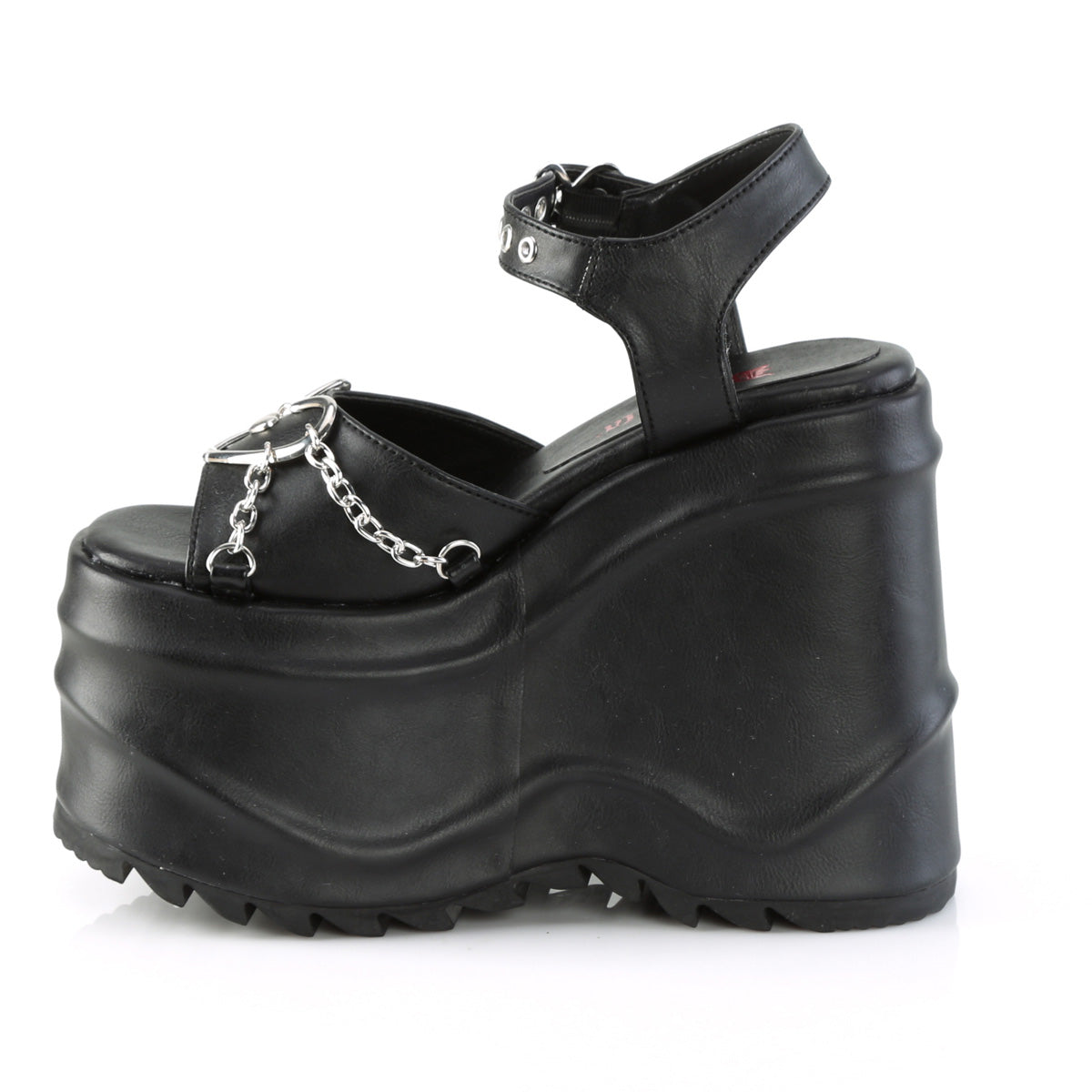DemoniaCult Womens Sandals WAVE-09 Blk Vegan Leather