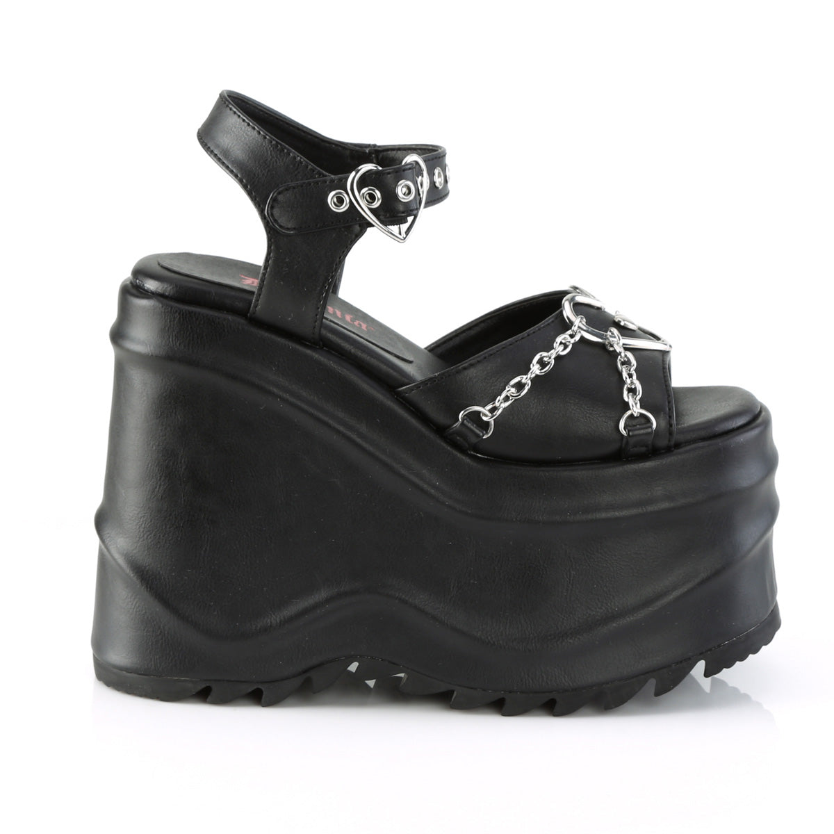 DemoniaCult Womens Sandals WAVE-09 Blk Vegan Leather