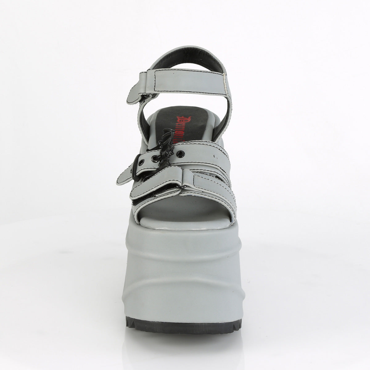 DemoniaCult Womens Sandals WAVE-13 Grey Reflective Vegan Leather