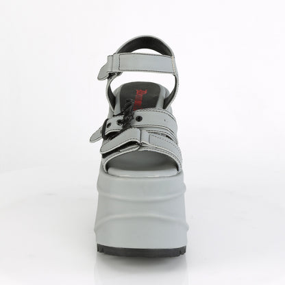 DemoniaCult Womens Sandals WAVE-13 Grey Reflective Vegan Leather