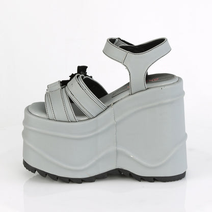 DemoniaCult Womens Sandals WAVE-13 Grey Reflective Vegan Leather