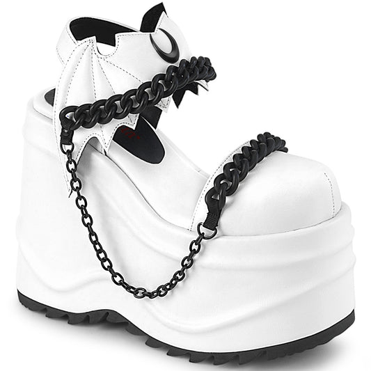DemoniaCult Sandales féminines WAVE-20 wht cuir végétalien