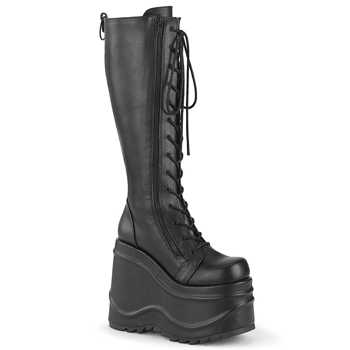 DemoniaCult Bottes de femmes WAVE-200 Cuir végétalien BLK