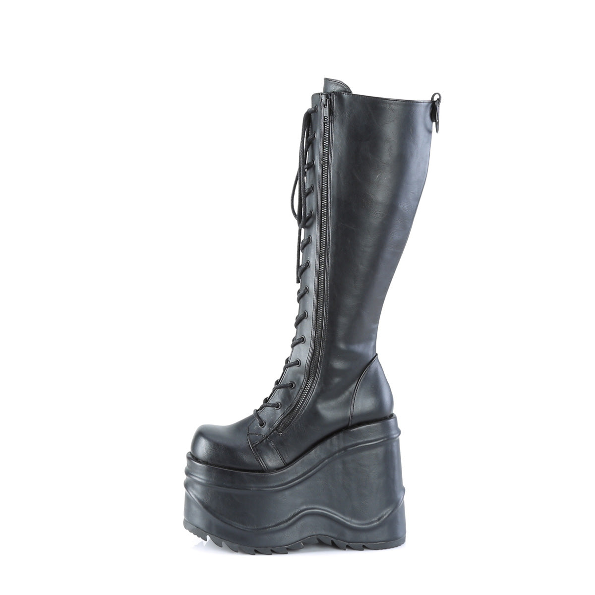 DemoniaCult Bottes de femmes WAVE-200 Cuir végétalien BLK