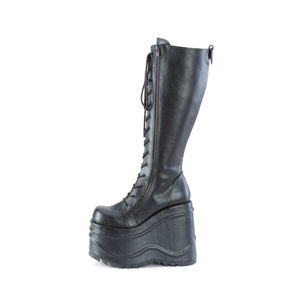 DemoniaCult Bottes de femmes WAVE-200 Cuir végétalien BLK