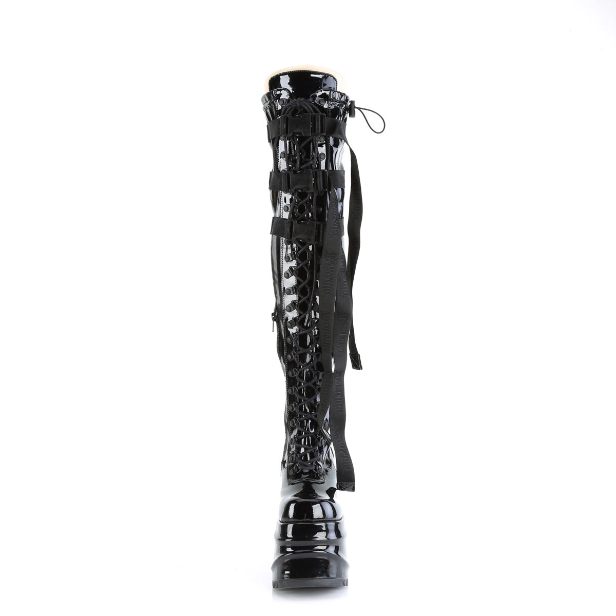 DemoniaCult Bottes de femmes WAVE-315 Blk Stretch Pat