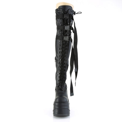DemoniaCult Womens Boots WAVE-315 Blk Stretch Vegan Leather