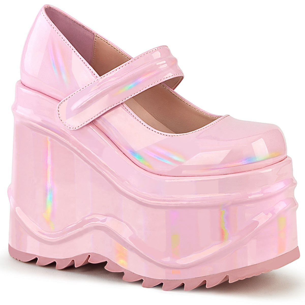 DemoniaCult Pompes pour femmes WAVE-32 B. hologramme rose