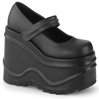 DemoniaCult Pompes pour femmes WAVE-32 Cuir végétalien BLK