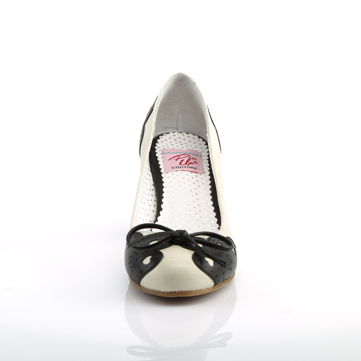 Pin Up Couture Pompes de Womens WIGGLE-17 Blk-Cream Faux Leather