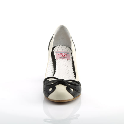 Pin Up Couture Pompes de Womens WIGGLE-17 Blk-Cream Faux Leather