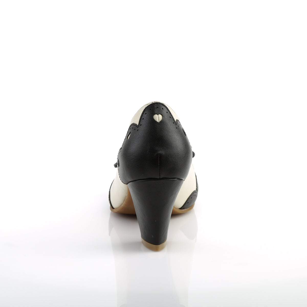 Pin Up Couture Pompes de Womens WIGGLE-17 Blk-Cream Faux Leather