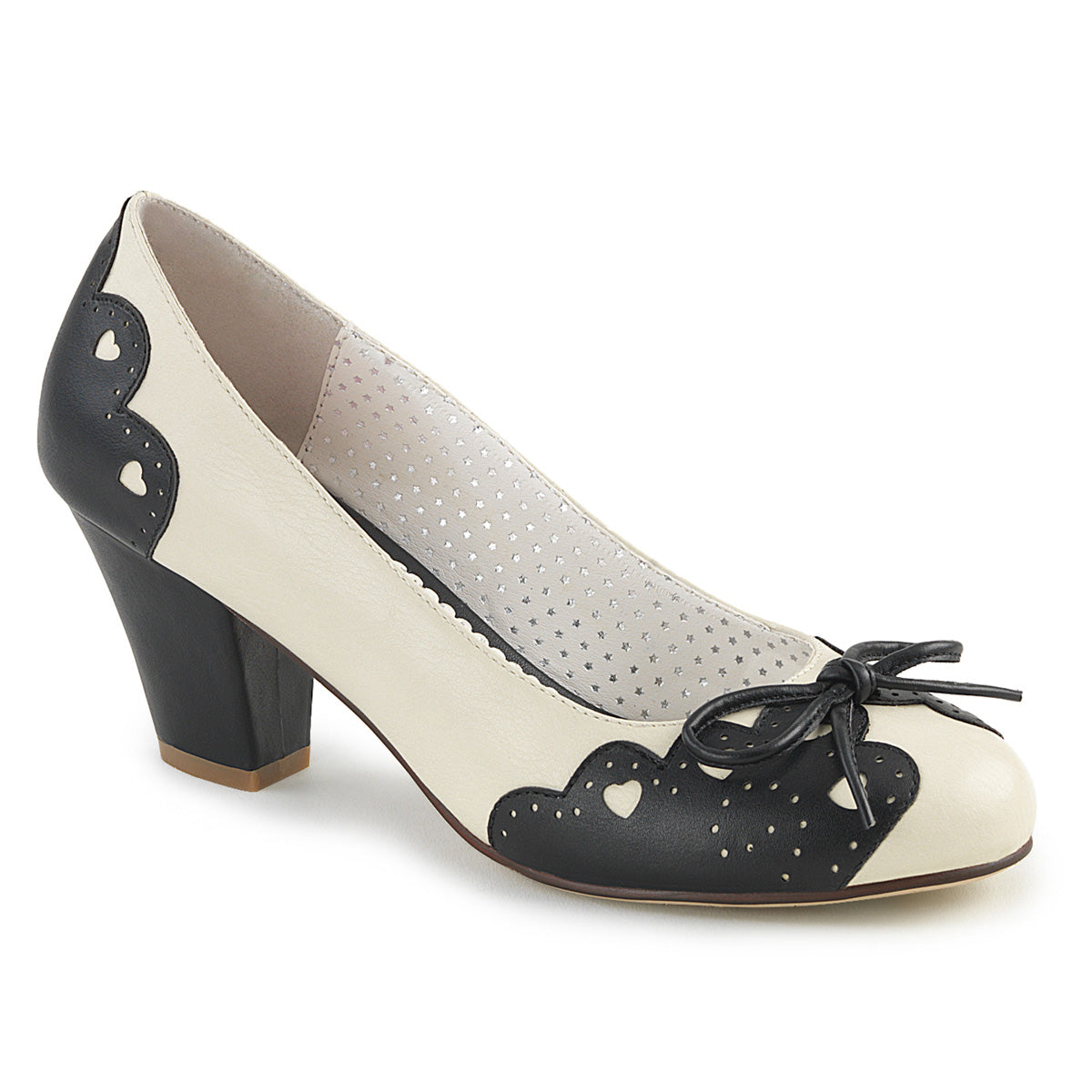 Pin Up Couture Pompes de Womens WIGGLE-17 Blk-Cream Faux Leather