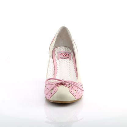 Pin Up Couture Pompes de Womens WIGGLE-17 Crème-Cuir rose
