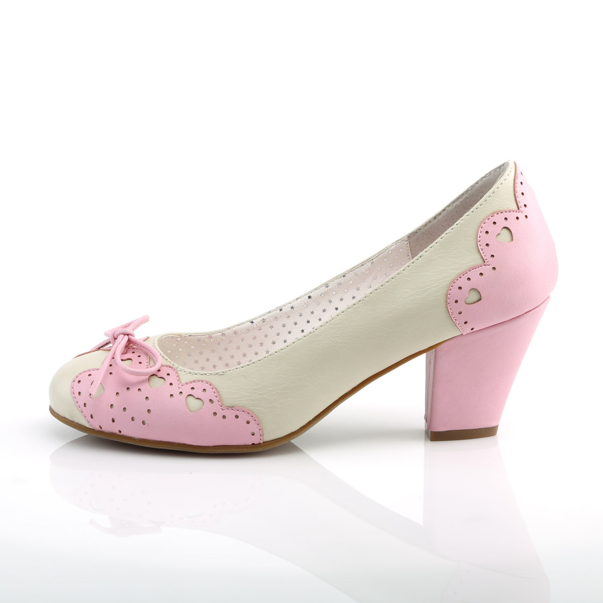 Pin Up Couture Pompes de Womens WIGGLE-17 Crème-Cuir rose