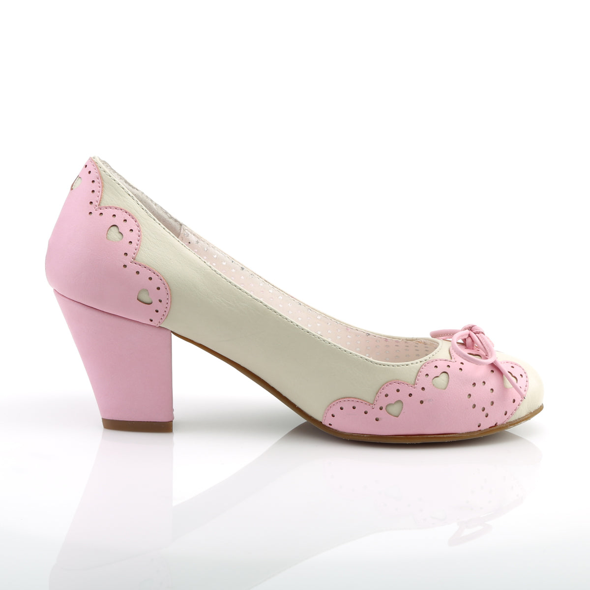 Pin Up Couture Pompes de Womens WIGGLE-17 Crème-Cuir rose
