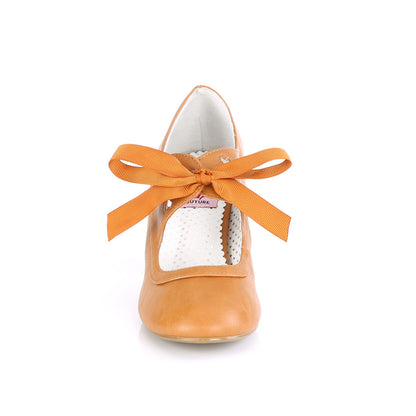 Pin Up Couture Womens Pumps WIGGLE-32 Caramel Faux Leather
