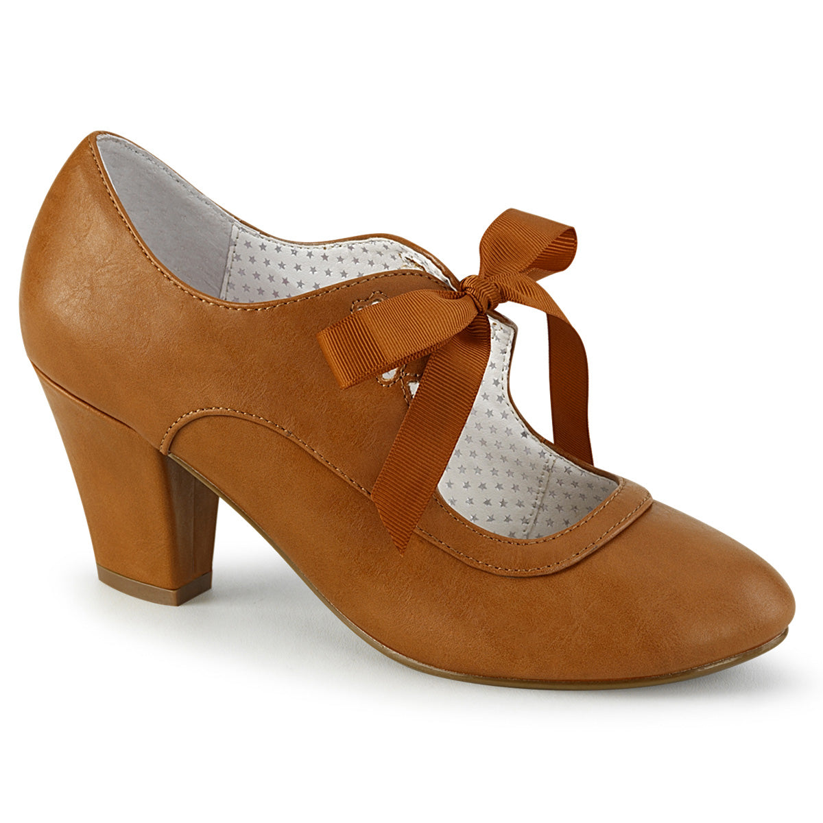 Pin Up Couture Womens Pumps WIGGLE-32 Caramel Faux Leather