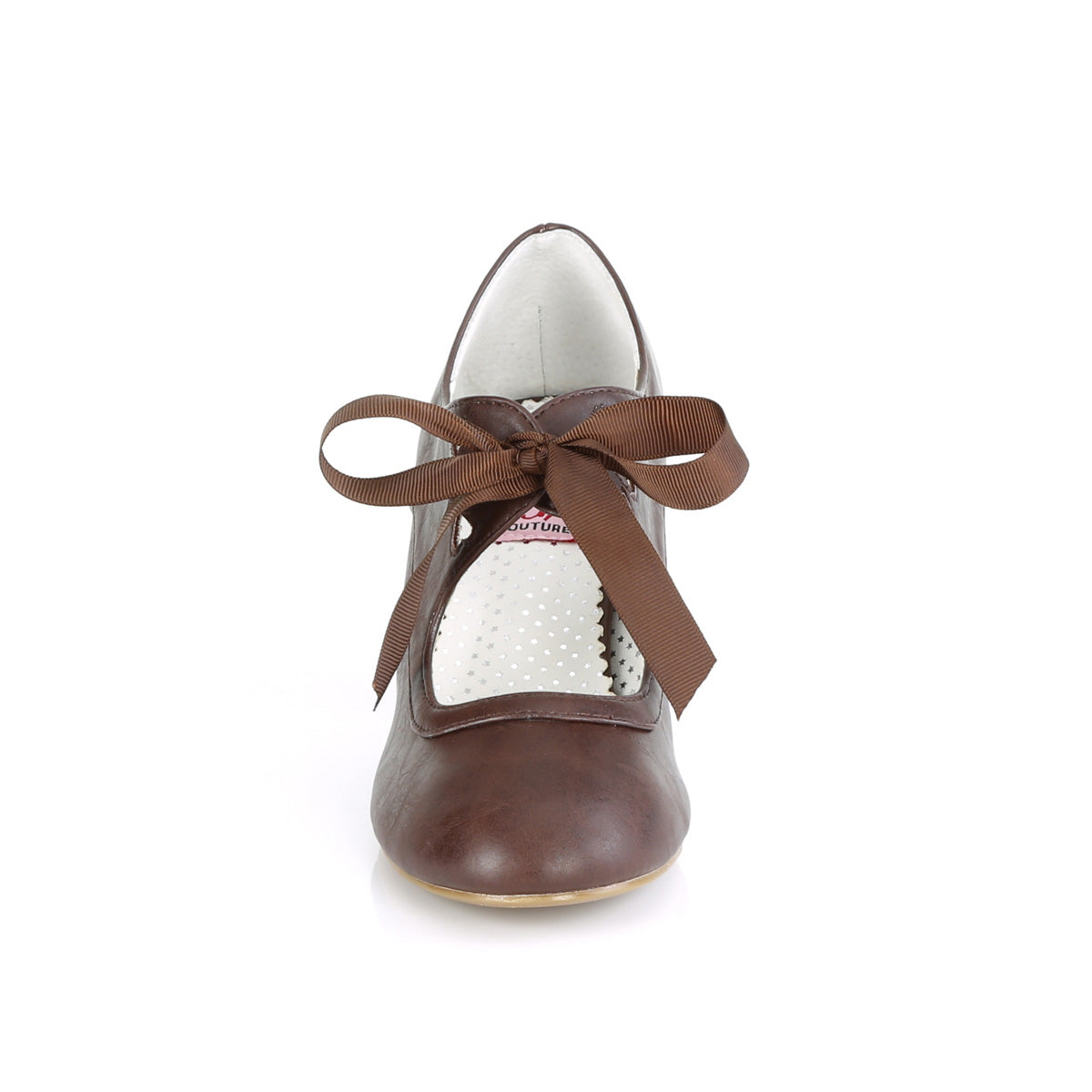 Pin Up Couture Pompes pour femmes WIGGLE-32 cuir fausse brun foncé