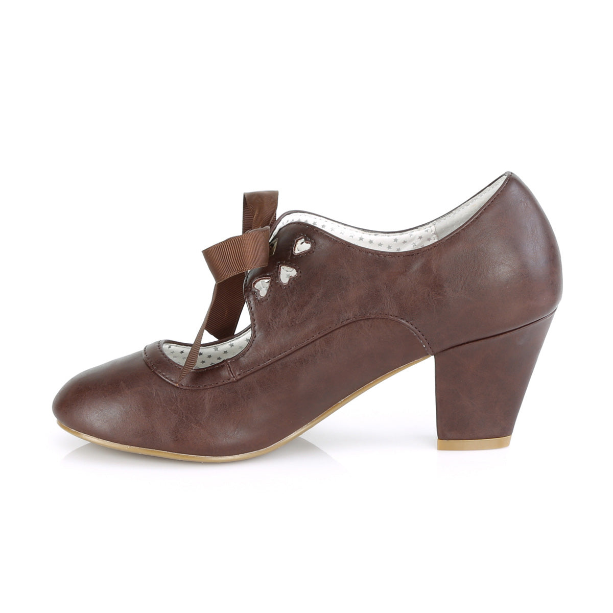 Pin Up Couture Pompes pour femmes WIGGLE-32 cuir fausse brun foncé