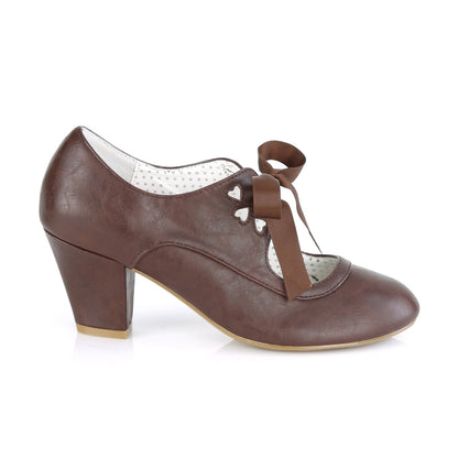 Pin Up Couture Pompes pour femmes WIGGLE-32 cuir fausse brun foncé