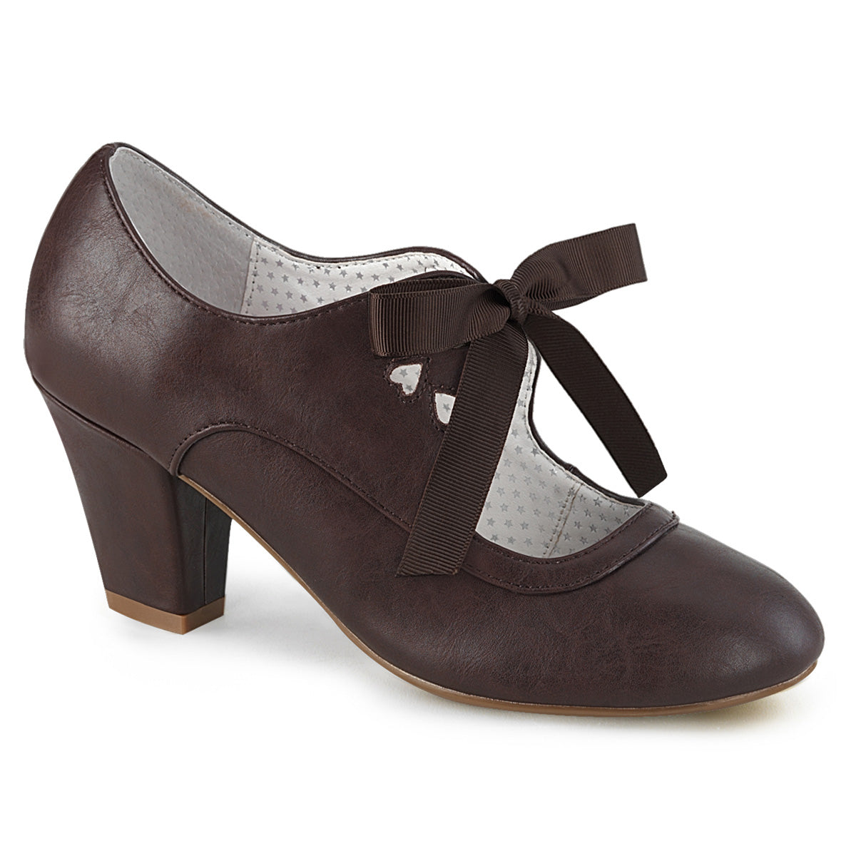 Pin Up Couture Pompes pour femmes WIGGLE-32 cuir fausse brun foncé