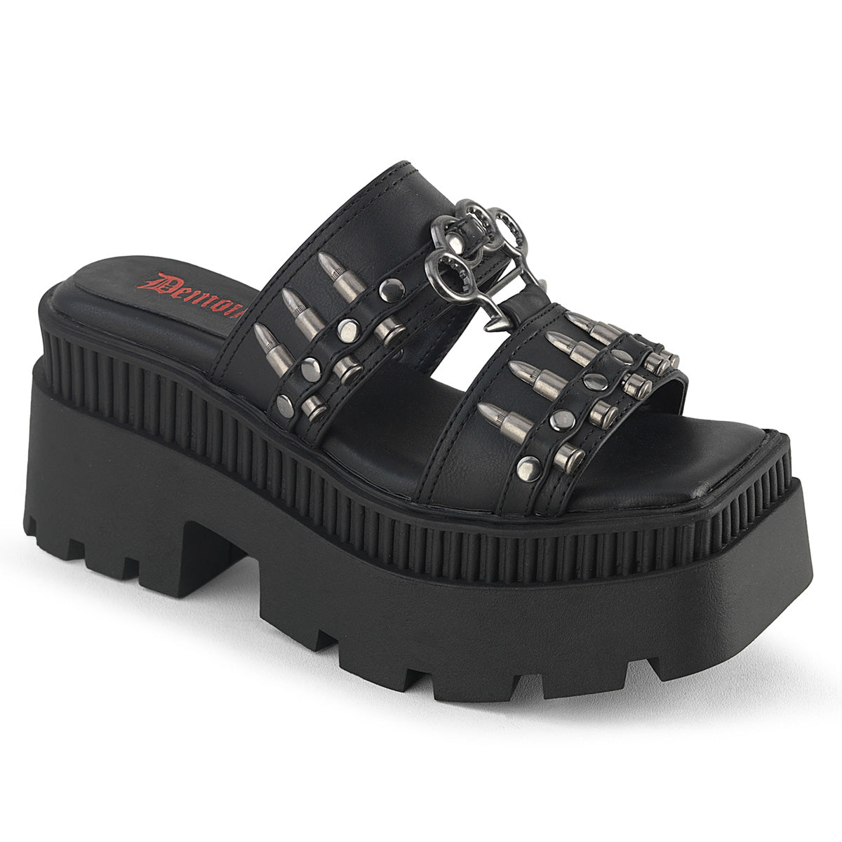 DemoniaCult Women's Sandals WRATH-08 Blk Vegan Leather