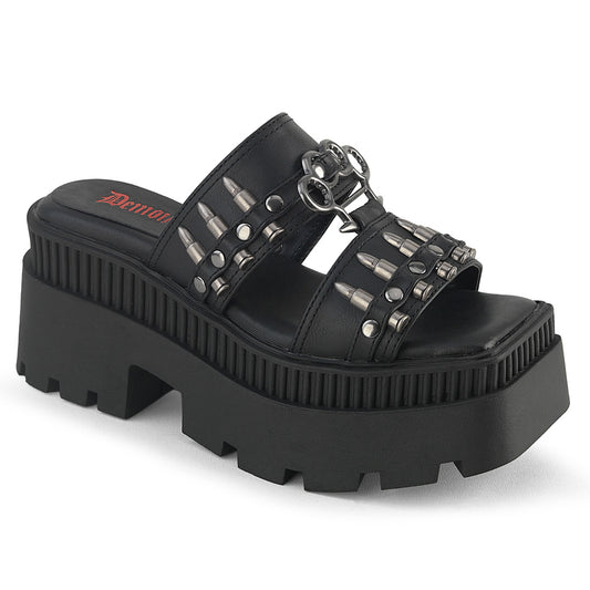 DemoniaCult Women's Sandals WRATH-08 Blk Vegan Leather