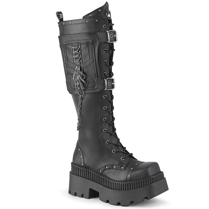 DemoniaCult Women's Mid-Calf & Knee High Boots WRATH-205 Blk Vegan Leather