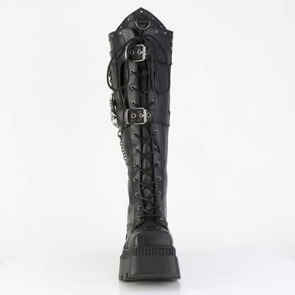 DemoniaCult Women's Mid-Calf & Knee High Boots WRATH-205 Blk Vegan Leather