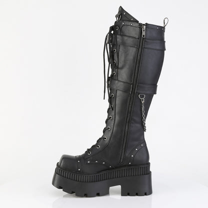DemoniaCult Women's Mid-Calf & Knee High Boots WRATH-205 Blk Vegan Leather