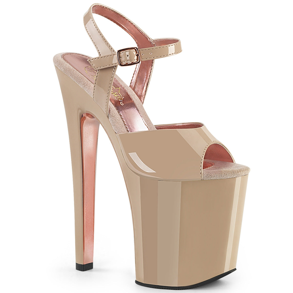 Pleaser Sandales pour femmes XTREME-809tt chrome or nue / nue-rose-rose