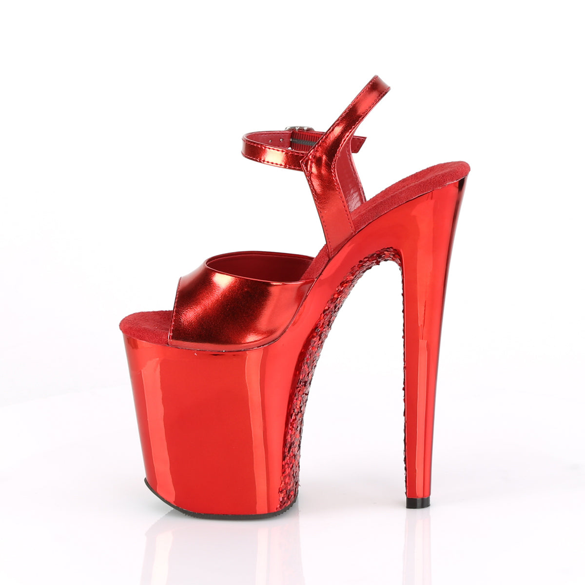 Pleaser Sandales pour femmes XTREME-809ttg rouge métallique rouge / rouge chromé-paillettes