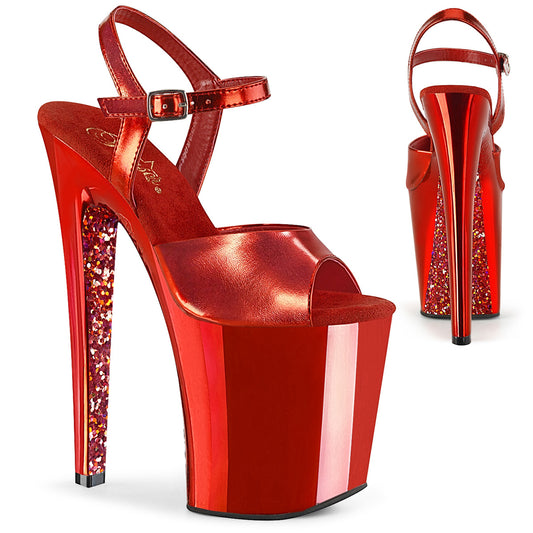 Pleaser Sandales pour femmes XTREME-809ttg rouge métallique rouge / rouge chromé-paillettes
