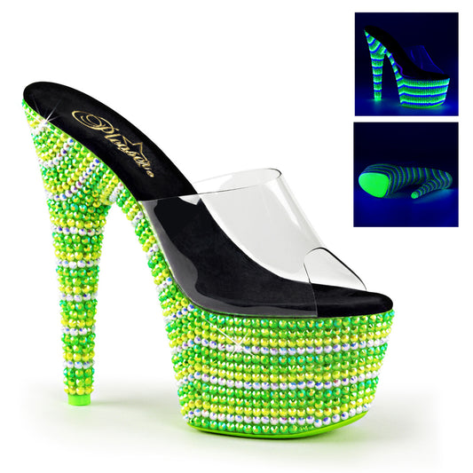 Pleaser Womens  BEJEWELED-701UV Clr/Neon Multi Green