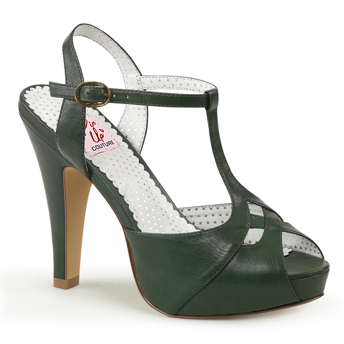 Pin Up Couture Pompes pour femmes BETTIE-23 Forst Cuir Vert Cuir